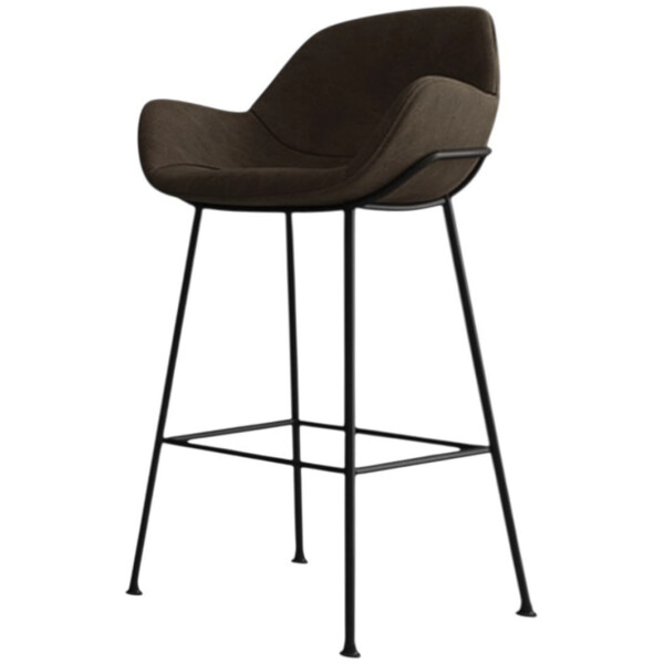 Banco Indy Cocina Moderno Piel Pu Cafe o Gris Patas Metalicas Negras Alto 66cm - Imagen 5