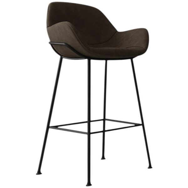 Banco Indy Cocina Moderno Piel Pu Cafe o Gris Patas Metalicas Negras Alto 66cm - Imagen 6
