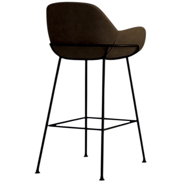 Banco Indy Cocina Moderno Piel Pu Cafe o Gris Patas Metalicas Negras Alto 66cm - Imagen 7