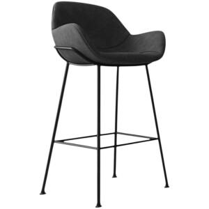 Banco Indy Cocina Moderno Piel Pu Cafe o Gris Patas Metalicas Negras Alto 66cm