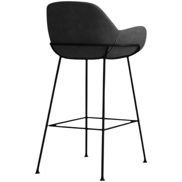 Banco Indy Cocina Moderno Piel Pu Cafe o Gris Patas Metalicas Negras Alto 66cm - Imagen 11