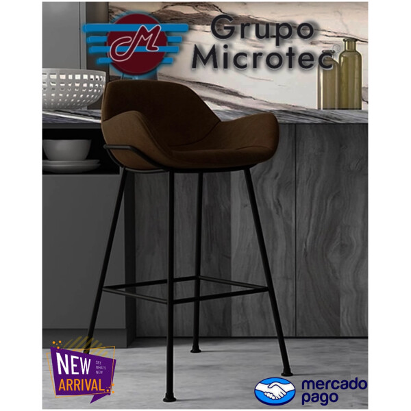 Banco Indy Cocina Moderno Piel Pu Cafe o Gris Patas Metalicas Negras Alto 66cm - Imagen 17