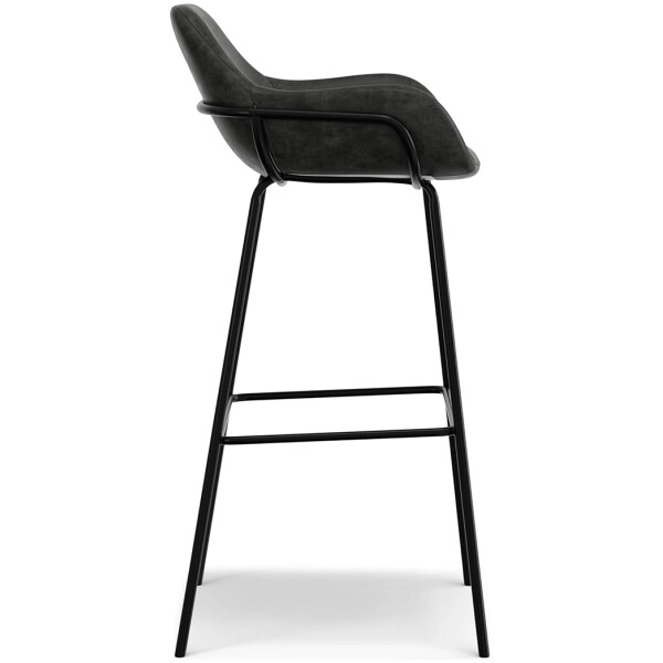 Banco Indy Cocina Moderno Piel Pu Cafe o Gris Patas Metalicas Negras Alto 66cm - Imagen 14