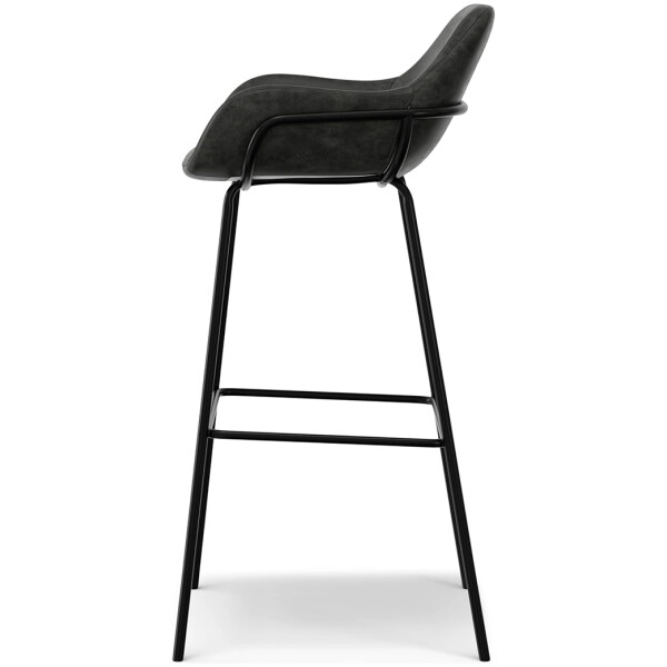 Banco Indy Cocina Moderno Piel Pu Cafe o Gris Patas Metalicas Negras Alto 66cm - Imagen 4