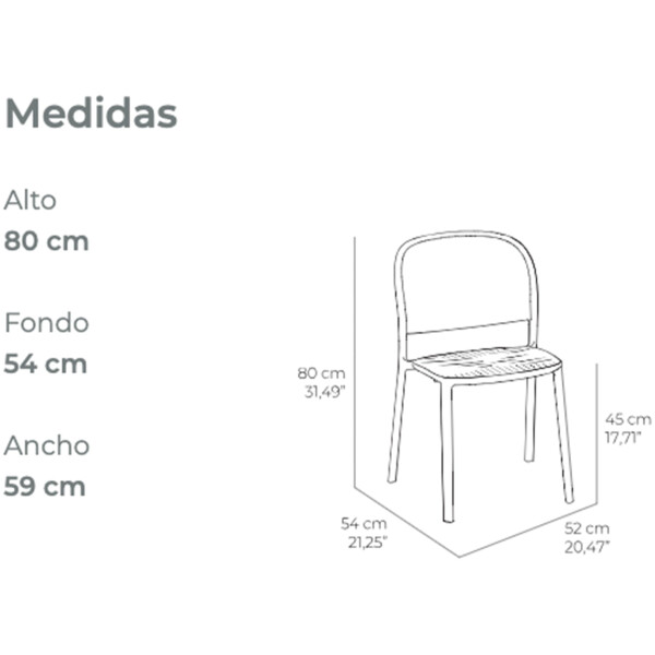 Silla para Hotel Trena Ezpeleta – Plastico Exterior apilable Uv Varios colores - Imagen 14
