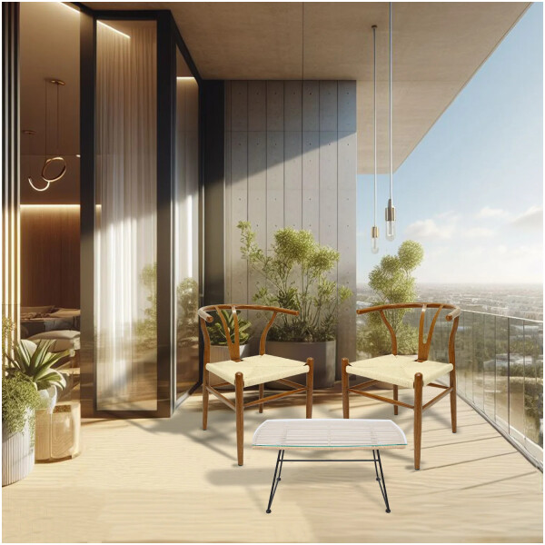 Silla Wishbone de Metal con Impresion Madera Calidad Economica Asiento Tejido - Imagen 12
