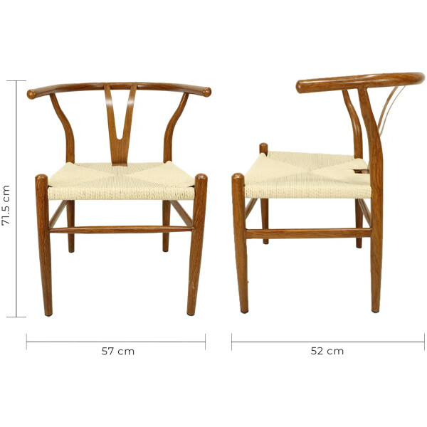 Silla Wishbone de Metal con Impresion Madera Calidad Economica Asiento Tejido - Imagen 11