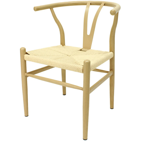 Silla Wishbone de Metal con Impresion Madera Calidad Economica Asiento Tejido - Imagen 13