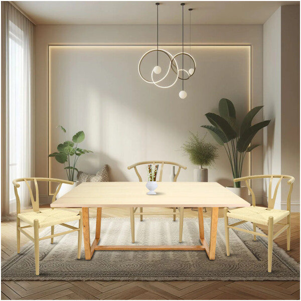 Silla Wishbone de Metal con Impresion Madera Calidad Economica Asiento Tejido - Imagen 9