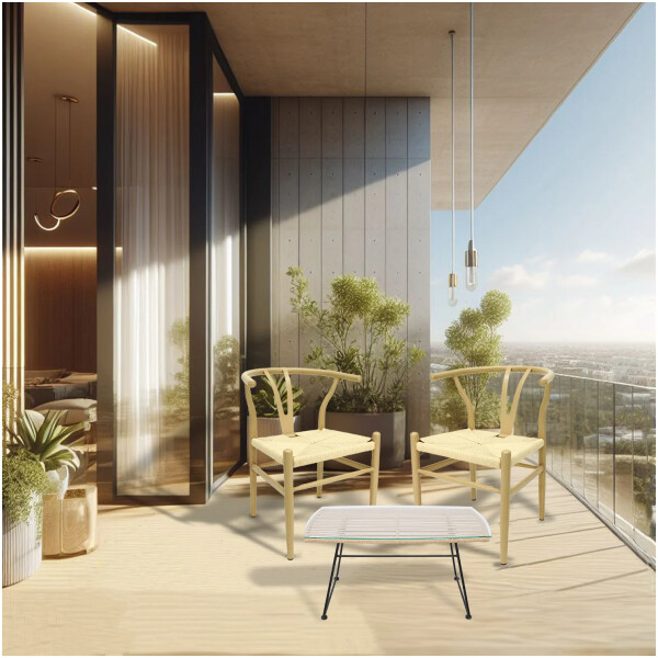 Silla Wishbone de Metal con Impresion Madera Calidad Economica Asiento Tejido - Imagen 8