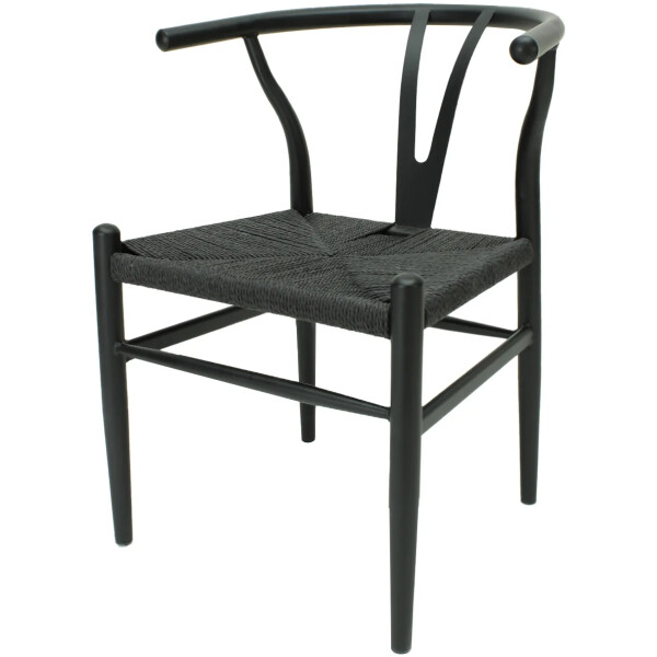 Silla Wishbone de Metal con Impresion Madera Calidad Economica Asiento Tejido - Imagen 6