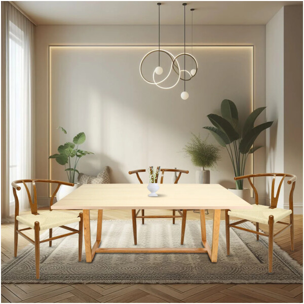 Silla Wishbone de Metal con Impresion Madera Calidad Economica Asiento Tejido - Imagen 7