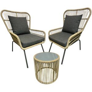 Set de muebles de exterior con sillas y mesa auxiliar resistente al sol y lluvia