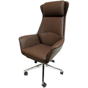 Silla Ejecutiva Boston Piel Italiana Café Reclinable – Gerencial y Presidencial de Lujo