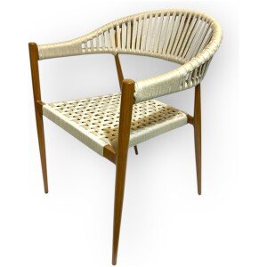 silla exterior moderna de aluminio color beige