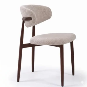 Silla de comedor diseño curvo moderno tapizada en tela greige
