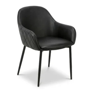 Silla Gaby negra tapizada en piel PU premium para restaurantes de lujo