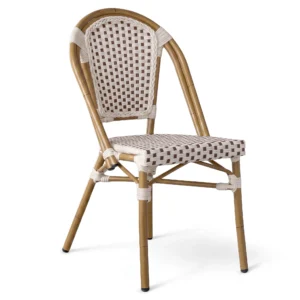 Estructura de aluminio imitación bambú en silla apilable de uso rudo para cafeterías comerciales