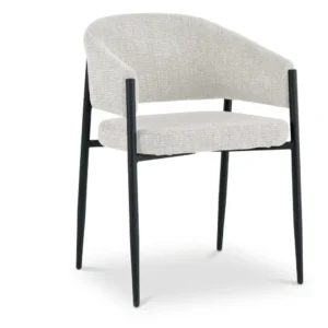 Sillón ocasional Bogota diseño curvo moderno en tela greige premium