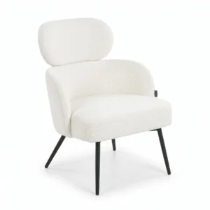 Sillón ocasional Gabriel tela bouclé beige diseño escandinavo